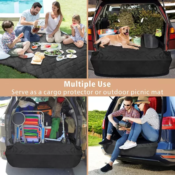 Fcolor SUV Cargo Liner for Dogs  Waterproof Pet Cargo Liner with Side Flaps Comfort Dog Cargo Cover with Bumper Flap Scrachproof NonSlip Large Size Universal Fit SUVs Sedans Trunks Vans BlackBasic  Black