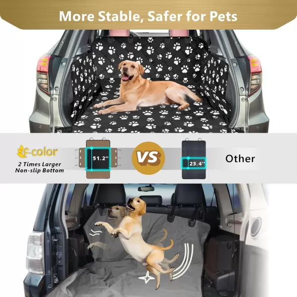 Fcolor SUV Cargo Liner for Dogs  Waterproof Pet Cargo Liner with Side Flaps Comfort Dog Cargo Cover with Bumper Flap Scrachproof NonSlip Large Size Universal Fit SUVs Sedans Trunks Vans BlackWith Side Flaps  Paw Black