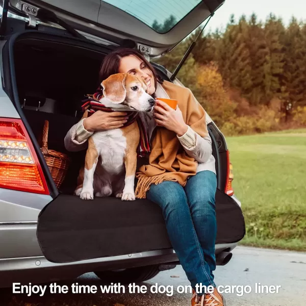 Fcolor SUV Cargo Liner for Dogs  Waterproof Pet Cargo Liner with Side Flaps Comfort Dog Cargo Cover with Bumper Flap Scrachproof NonSlip Large Size Universal Fit SUVs Sedans Trunks Vans BlackBasic  Black