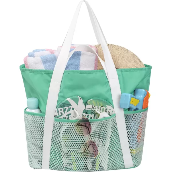 Fcolor Waterproof Beach Bags for Women  Machine Washable Travel Tote Bag with Zipper Packable for Beach Cruise SwimMint Green