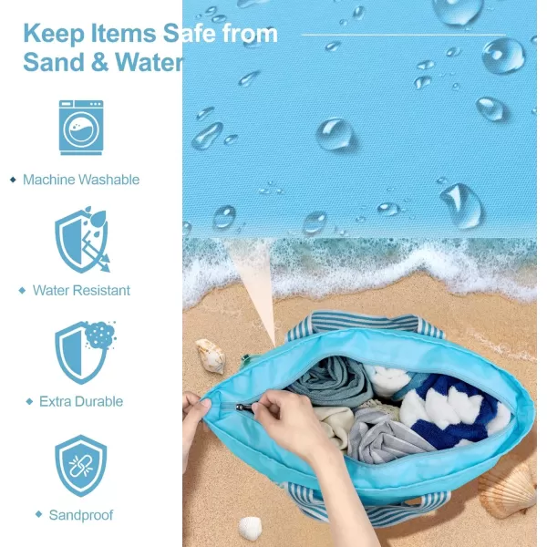 Fcolor Waterproof Beach Bags for Women  Machine Washable Travel Tote Bag with Zipper Packable for Beach Cruise SwimSunshine