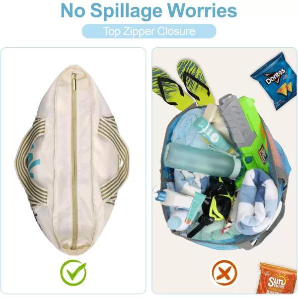 Fcolor Waterproof Beach Bags for Women  Machine Washable Travel Tote Bag with Zipper Packable for Beach Cruise SwimWave