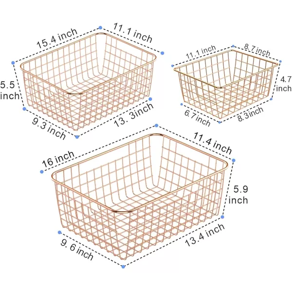 Wire Storage Basket Fcolor 6 Pack Multi Size Metal Baskets for Storage Organizer for Pantry Shelf Freezer Kitchen Cabinet Bathroom Rose GoldRose Gold