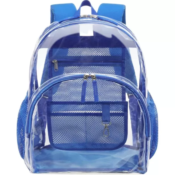 Fcolor Clear Backpack Heavy Duty  Large Clear Backpacks for School PVC Transparent Bookbag for Students Work TravelA3bright Blue17