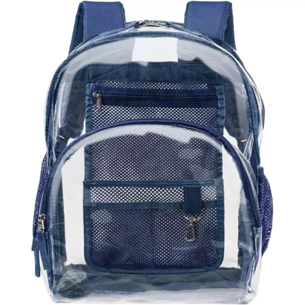 Fcolor Clear Backpack Heavy Duty  Large Clear Backpacks for School PVC Transparent Bookbag for Students Work TravelA4navy Blue17