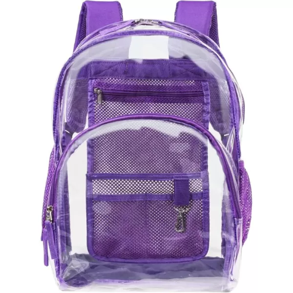 Fcolor Clear Backpack Heavy Duty  Large Clear Backpacks for School PVC Transparent Bookbag for Students Work TravelA5purple17