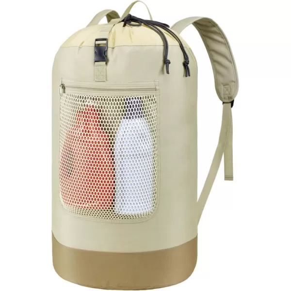 Fcolor Laundry Bag Backpack 115L  Large Capacity Laundry Backpack with Comfort Straps Mesh and Zip Pocket Sturdy Laundry Backpack for Dorm Travel Laundromat Apartment BlackKhaki 75L