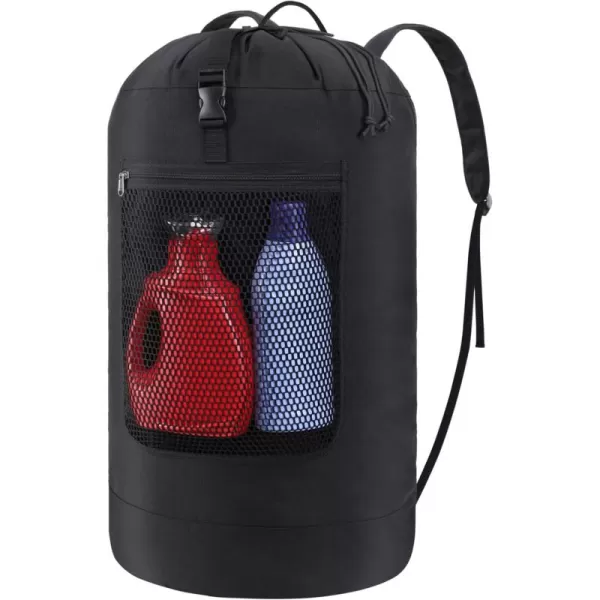 Fcolor Laundry Bag Backpack 115L  Large Capacity Laundry Backpack with Comfort Straps Mesh and Zip Pocket Sturdy Laundry Backpack for Dorm Travel Laundromat Apartment BlackBlack 75L