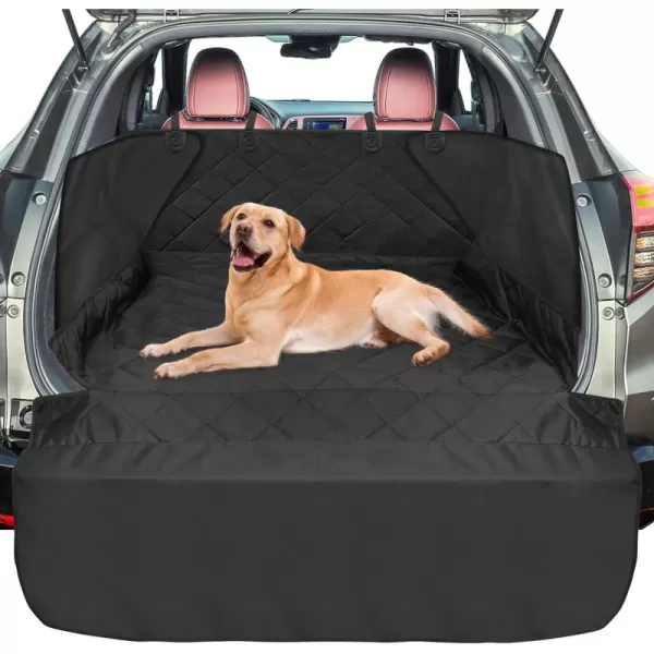 Fcolor SUV Cargo Liner for Dogs Upgraded Waterproof Pet Cargo Cover with Full Side Flap Protector Dog Seat Cover Mat for SUVs Sedans Vans with Bumper Flap NonSlip Large Size Black