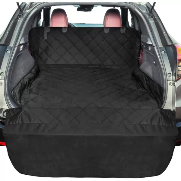 Fcolor SUV Cargo Liner for Dogs Water Resistant Pet Cover Dog Seat Mat SUVs Sedans Vans with Bumper Flap Protector NonSlip Large Size Universal Fit BlackBlack
