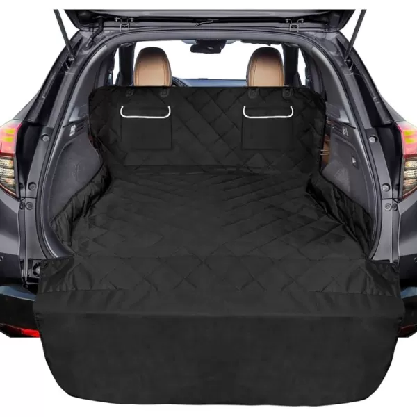 Fcolor SUV Cargo Liner for Dogs Water Resistant Pet Cover Dog Seat Mat SUVs Sedans Vans with Bumper Flap Protector NonSlip Large Size Universal Fit BlackPockets Black