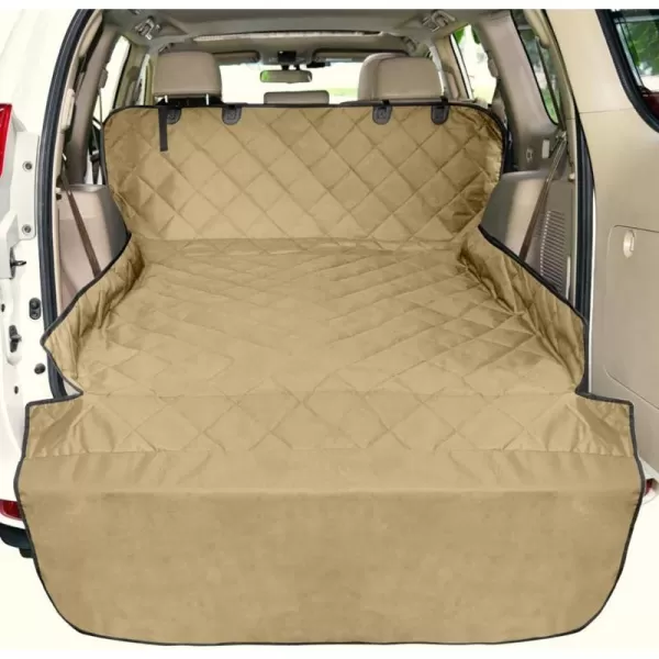 Fcolor SUV Cargo Liner for Dogs Water Resistant Pet Cover Dog Seat Mat SUVs Sedans Vans with Bumper Flap Protector NonSlip Large Size Universal Fit BlackKhaki