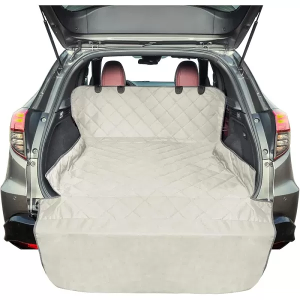 Fcolor SUV Cargo Liner for Dogs Water Resistant Pet Cover Dog Seat Mat SUVs Sedans Vans with Bumper Flap Protector NonSlip Large Size Universal Fit BlackBeige