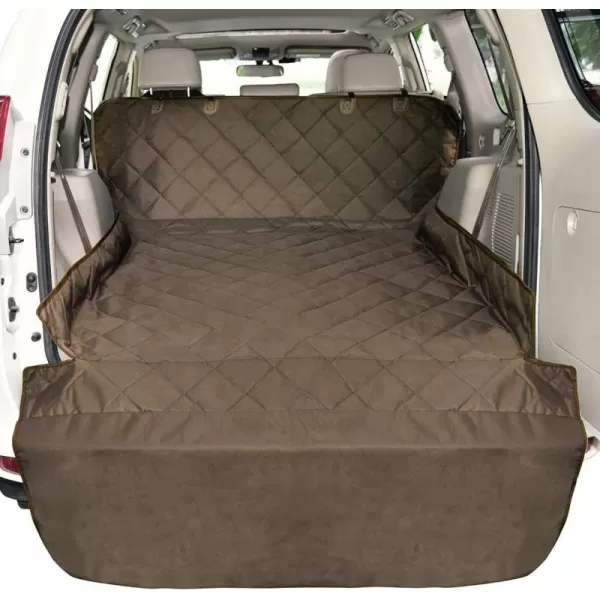 Fcolor SUV Cargo Liner for Dogs Water Resistant Pet Cover Dog Seat Mat SUVs Sedans Vans with Bumper Flap Protector NonSlip Large Size Universal Fit BlackBrown