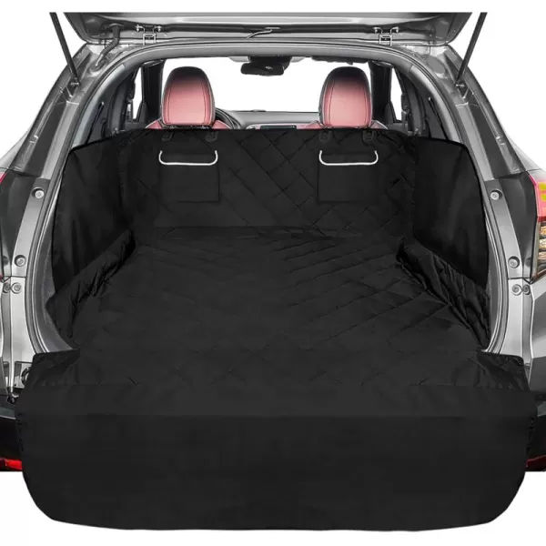 Fcolor SUV Cargo Liner for Dogs  Waterproof Pet Cargo Liner with Side Flaps Comfort Dog Cargo Cover with Bumper Flap Scrachproof NonSlip Large Size Universal Fit SUVs Sedans Trunks Vans BlackWith Pockets  Black