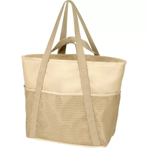 Fcolor Waterproof Beach Bags for Women  Machine Washable Travel Tote Bag with Zipper Packable for Beach Cruise SwimBeige