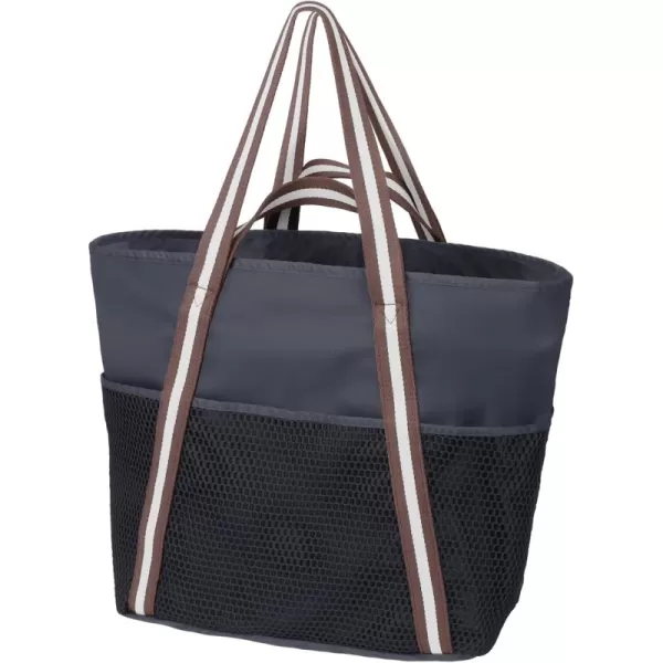 Fcolor Waterproof Beach Bags for Women  Machine Washable Travel Tote Bag with Zipper Packable for Beach Cruise SwimBlack