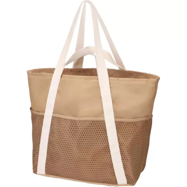 Fcolor Waterproof Beach Bags for Women  Machine Washable Travel Tote Bag with Zipper Packable for Beach Cruise SwimKhaki
