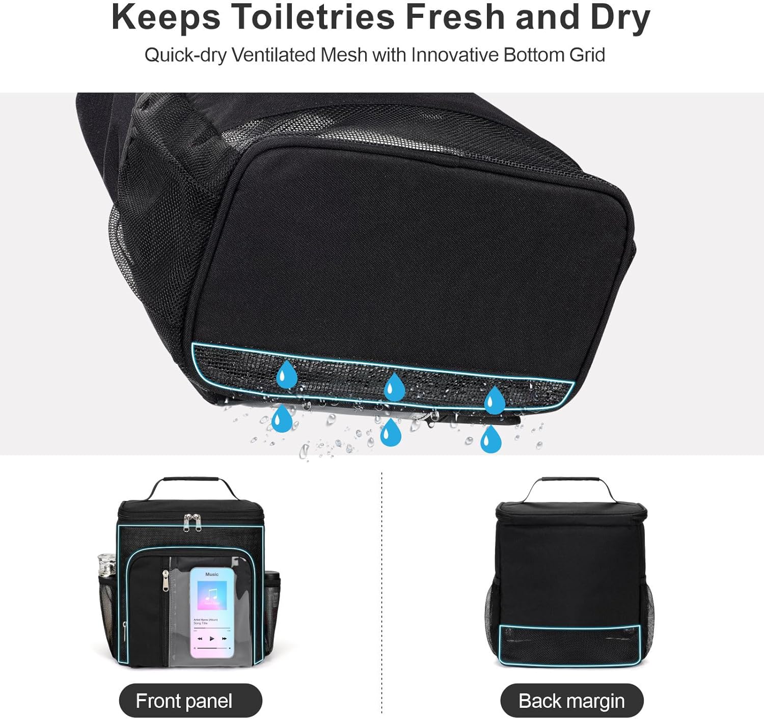 Fcolor College Dorm Essentials for Guys  Shower Caddy Portable with Hooks Study QuickDry Shower Caddy for Dorm Travel Essentials WaterResistant with Multiple Pockets for Easy Access GreyBlack