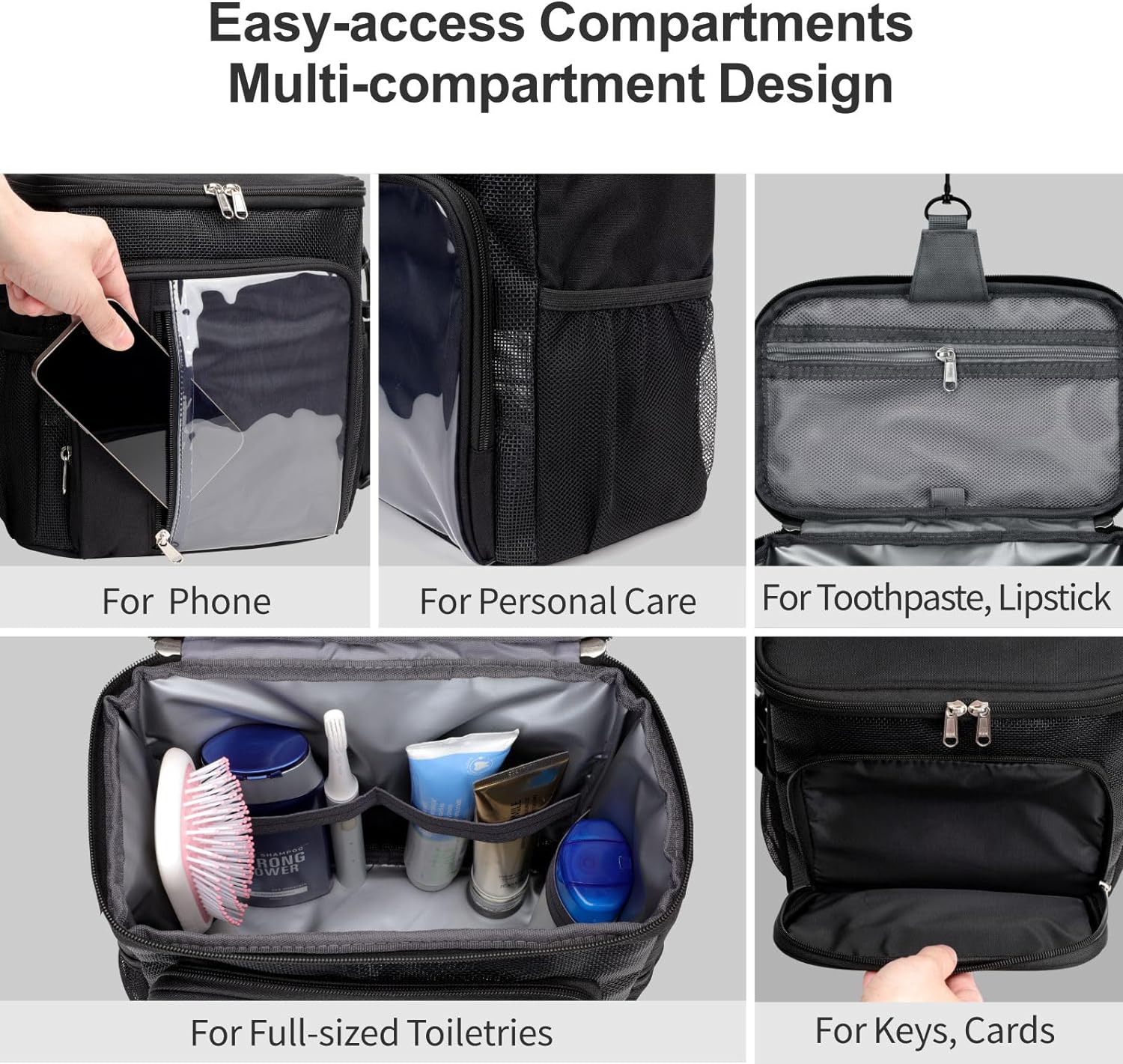 Fcolor Shower Caddy Portable  College Dorm Essentials for Guys with Hooks QuickDry Shower Caddy for Dorm Travel Essentials WaterResistant with Multiple Pockets for Easy Access BlackBlack