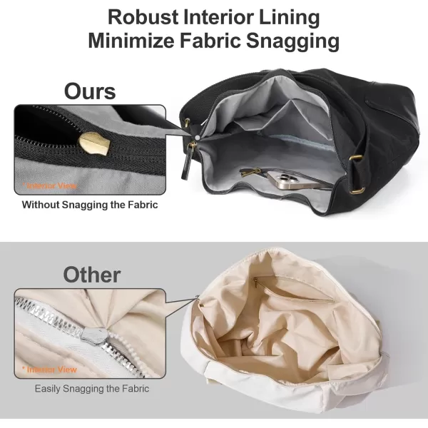 Fcolor Canvas Crossbody Hobo Bag with Zipper  5 Pockets Large 16quot Tablet Crossbody Tote Bag Women for Travel College BagBlack