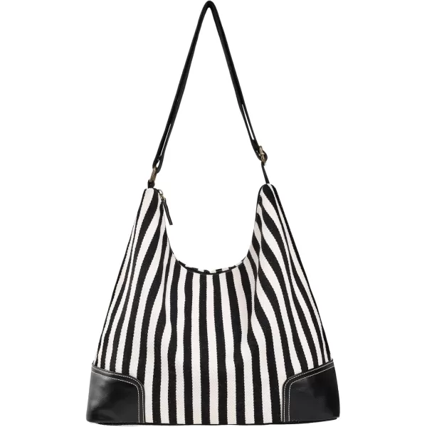 Fcolor Canvas Crossbody Hobo Bag with Zipper  5 Pockets Large 16quot Tablet Crossbody Tote Bag Women for Travel College BagZebra