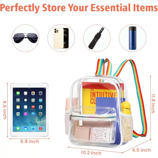 Fcolor Clear Backpack Stadium Approved Clear Mini Backpack with Adjustable Straps for Concert Sport Event Waterproof See Through Backpack for Women Kids White