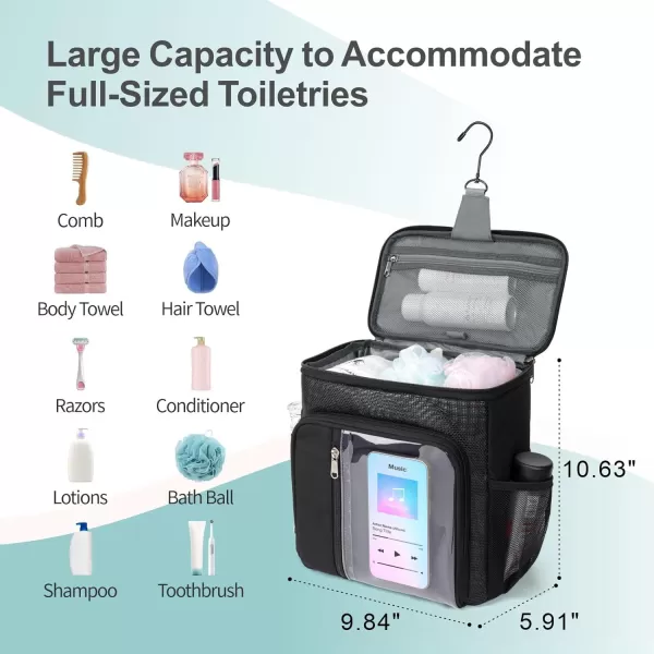 Fcolor College Dorm Essentials for Guys  Shower Caddy Portable with Hooks Study QuickDry Shower Caddy for Dorm Travel Essentials WaterResistant with Multiple Pockets for Easy Access GreyBlack