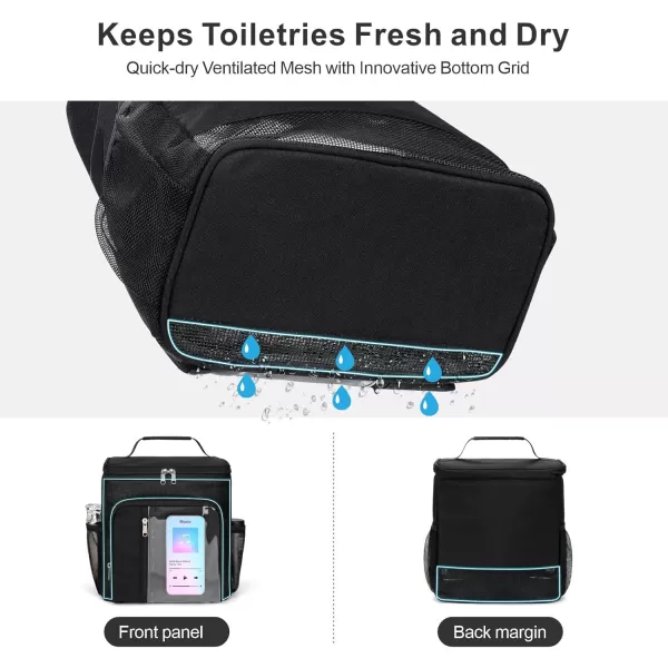 Fcolor College Dorm Essentials for Guys  Shower Caddy Portable with Hooks Study QuickDry Shower Caddy for Dorm Travel Essentials WaterResistant with Multiple Pockets for Easy Access GreyBlack