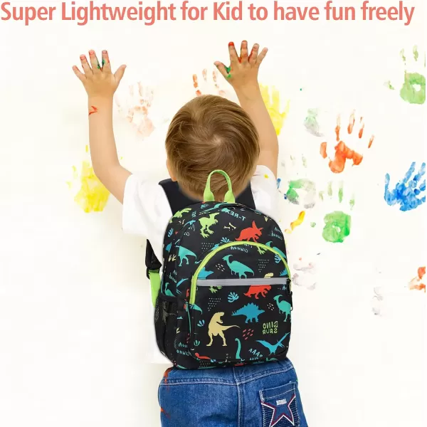 Fcolor Kids Backpack for School  Lightweight Toddler Backpack  Water Resistant Preschool Backpack for Boys and Girls with Chest Strap Reflective Stripes BPA Free Dinosaur Black