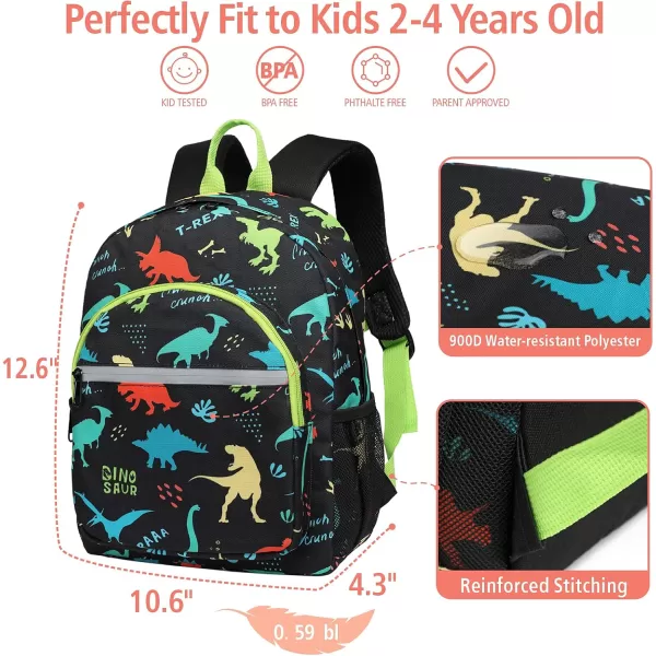 Fcolor Kids Backpack for School  Lightweight Toddler Backpack  Water Resistant Preschool Backpack for Boys and Girls with Chest Strap Reflective Stripes BPA Free Dinosaur Black