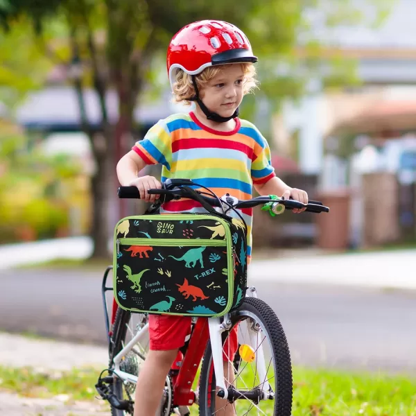 Fcolor Lunch Bags Kids Insulated Lunch Boxes Bag Girls Boys Stylish Food Grade Kids lunch boxes for Toddler Girls Boys School Black Dinosaur
