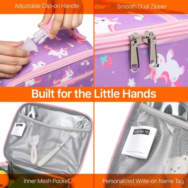 Fcolor Lunch Bags Kids Insulated Lunch Boxes Bag Girls Boys Stylish Food Grade Kids lunch boxes for Toddler Girls Boys School Unicorn