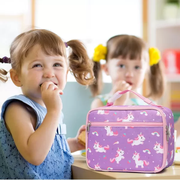 Fcolor Lunch Bags Kids Insulated Lunch Boxes Bag Girls Boys Stylish Food Grade Kids lunch boxes for Toddler Girls Boys School Unicorn