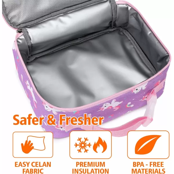 Fcolor Lunch Bags Kids Insulated Lunch Boxes Bag Girls Boys Stylish Food Grade Kids lunch boxes for Toddler Girls Boys School Unicorn