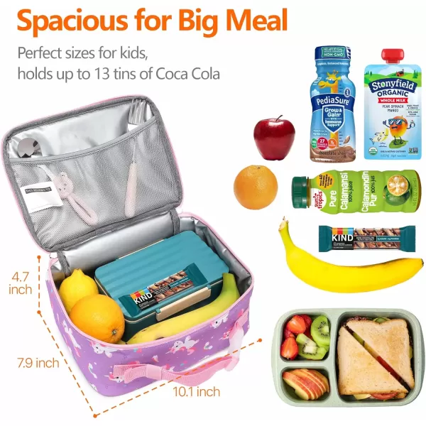 Fcolor Lunch Bags Kids Insulated Lunch Boxes Bag Girls Boys Stylish Food Grade Kids lunch boxes for Toddler Girls Boys School Unicorn