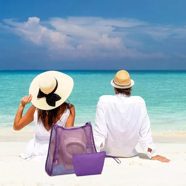 Fcolor Mesh Beach Bag for Women Lightweight for Beach Pool Gym Stuff