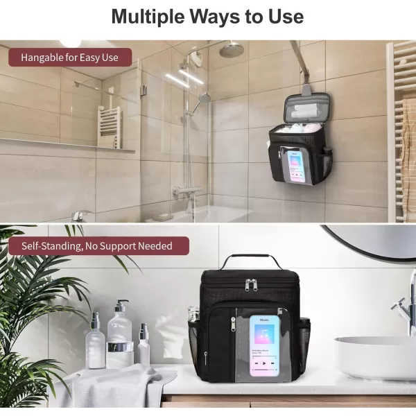 Fcolor Shower Caddy Portable  College Dorm Essentials for Guys with Hooks QuickDry Shower Caddy for Dorm Travel Essentials WaterResistant with Multiple Pockets for Easy Access BlackBlack