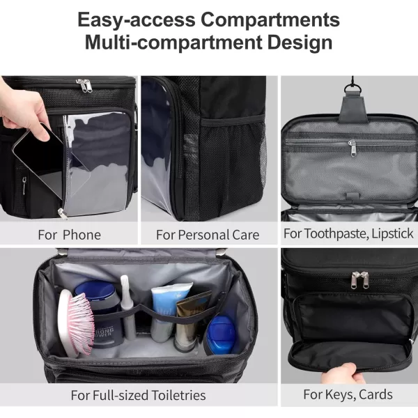Fcolor Shower Caddy Portable  College Dorm Essentials for Guys with Hooks QuickDry Shower Caddy for Dorm Travel Essentials WaterResistant with Multiple Pockets for Easy Access BlackBlack