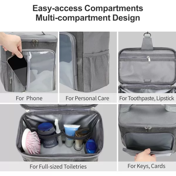 Fcolor Shower Caddy Portable  College Dorm Essentials for Guys with Hooks QuickDry Shower Caddy for Dorm Travel Essentials WaterResistant with Multiple Pockets for Easy Access BlackBeautiful Grey