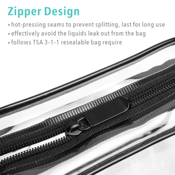 Fcolor TSA Approved Toiletry Bag 5 Pack Clear Toiletry Bags  Quart Size Travel Bag Clear Cosmetic Makeup Bags for Women Men Carry on Airport Airline Compliant Bag 5 ColorsBlack 3 Pack