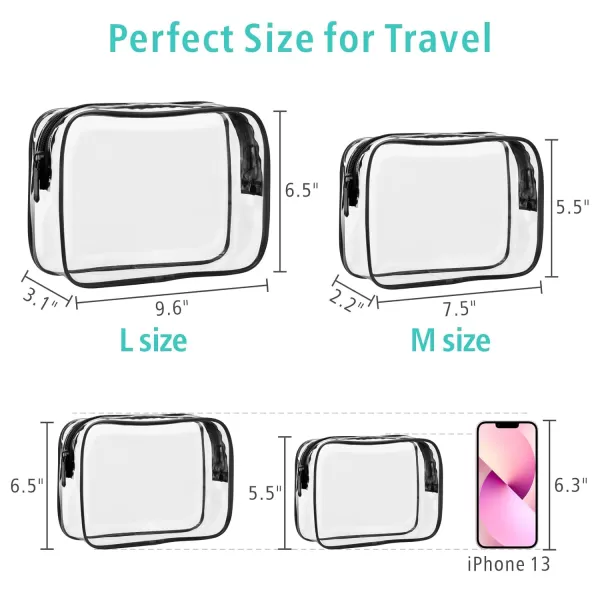 Fcolor TSA Approved Toiletry Bag 5 Pack Clear Toiletry Bags  Quart Size Travel Bag Clear Cosmetic Makeup Bags for Women Men Carry on Airport Airline Compliant Bag 5 ColorsBlack 2 Pack