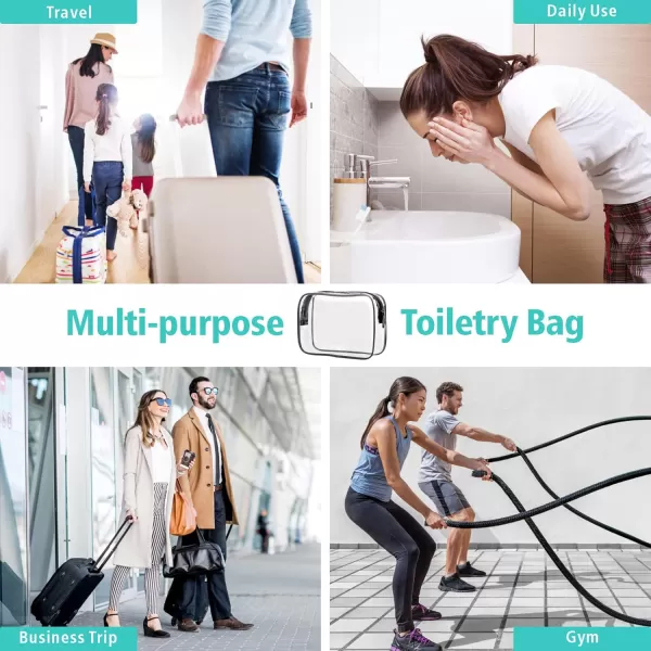 Fcolor TSA Approved Toiletry Bag 5 Pack Clear Toiletry Bags  Quart Size Travel Bag Clear Cosmetic Makeup Bags for Women Men Carry on Airport Airline Compliant Bag 5 ColorsBlack 2 Pack