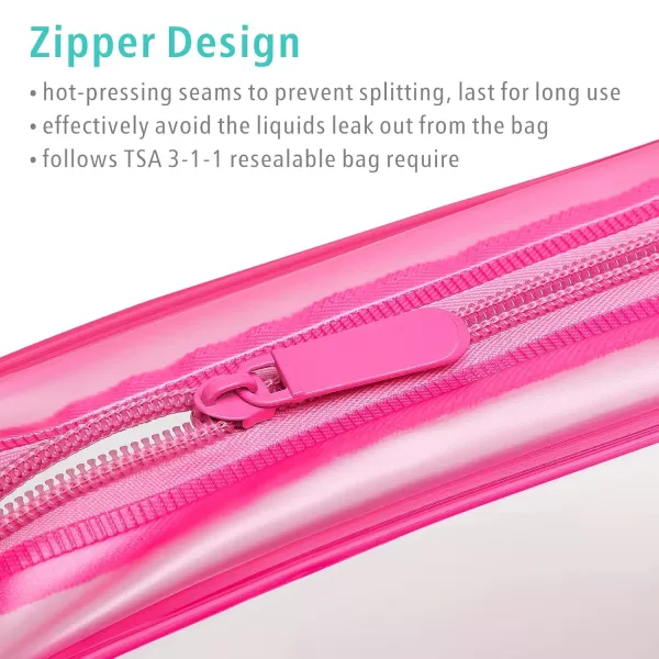 Fcolor TSA Approved Toiletry Bag 5 Pack Clear Toiletry Bags  Quart Size Travel Bag Clear Cosmetic Makeup Bags for Women Men Carry on Airport Airline Compliant Bag 5 ColorsClean Rose Red Matte  3 Pack