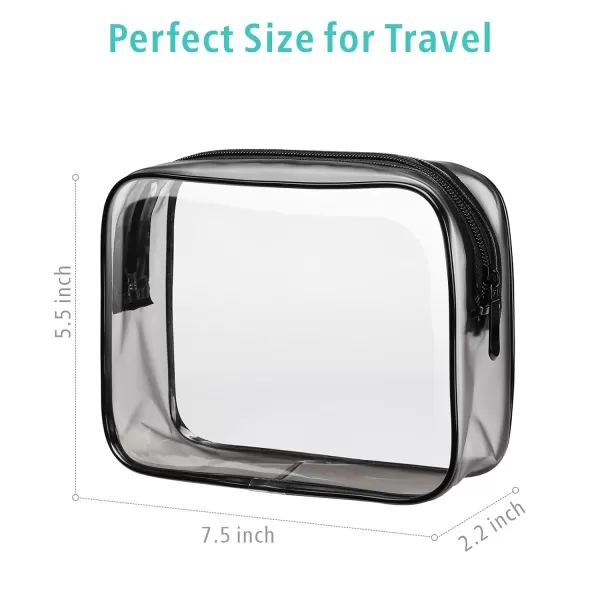 Fcolor TSA Approved Toiletry Bag 5 Pack Clear Toiletry Bags  Quart Size Travel Bag Clear Cosmetic Makeup Bags for Women Men Carry on Airport Airline Compliant Bag 5 ColorsBlack 3 Pack