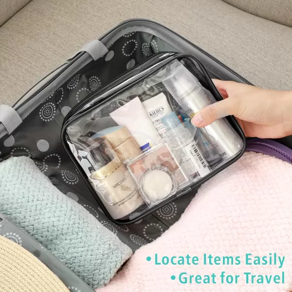 Fcolor TSA Approved Toiletry Bag 5 Pack Clear Toiletry Bags  Quart Size Travel Bag Clear Cosmetic Makeup Bags for Women Men Carry on Airport Airline Compliant Bag 5 ColorsBlack 2 Pack