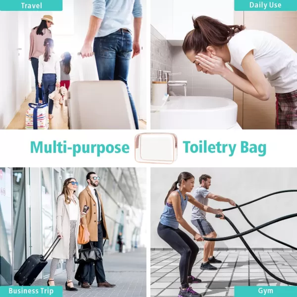 Fcolor TSA Approved Toiletry Bag 5 Pack Clear Toiletry Bags  Quart Size Travel Bag Clear Cosmetic Makeup Bags for Women Men Carry on Airport Airline Compliant Bag 5 ColorsActive Rose Pink 2 Pack