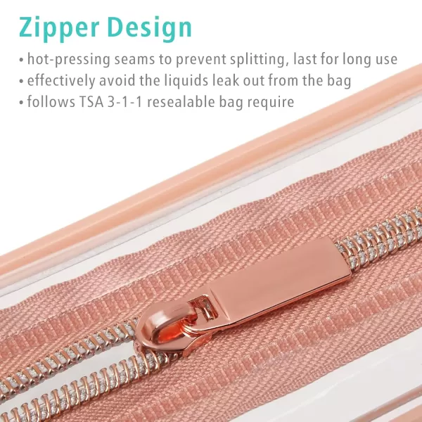 Fcolor TSA Approved Toiletry Bag 5 Pack Clear Toiletry Bags  Quart Size Travel Bag Clear Cosmetic Makeup Bags for Women Men Carry on Airport Airline Compliant Bag 5 ColorsActive Rose Pink 2 Pack