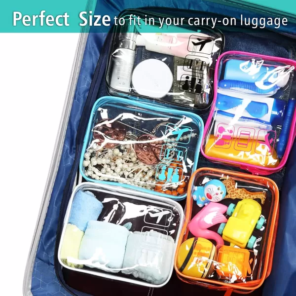 Fcolor TSA Approved Toiletry Bag 5 Pack Clear Toiletry Bags  Quart Size Travel Bag Clear Cosmetic Makeup Bags for Women Men Carry on Airport Airline Compliant Bag 5 Colors15 Pack Black White Blue Orange Rose Red