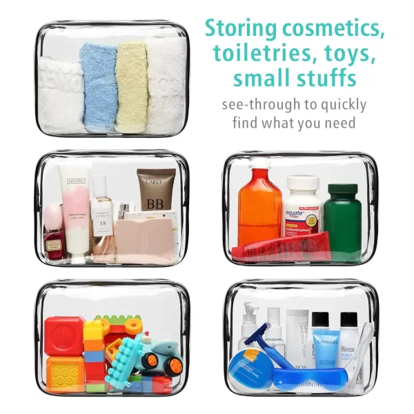 Fcolor TSA Approved Toiletry Bag 5 Pack Clear Toiletry Bags  Quart Size Travel Bag Clear Cosmetic Makeup Bags for Women Men Carry on Airport Airline Compliant Bag 5 ColorsBlack 2 Pack